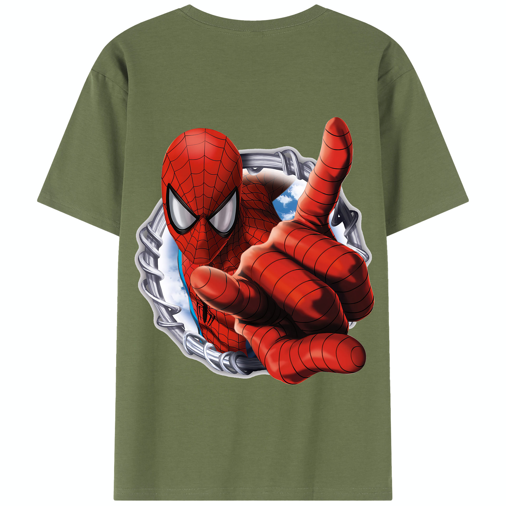 （画像用） Spider Man スパイダーマン 綿100％半袖Tシャツ（背面プリント）